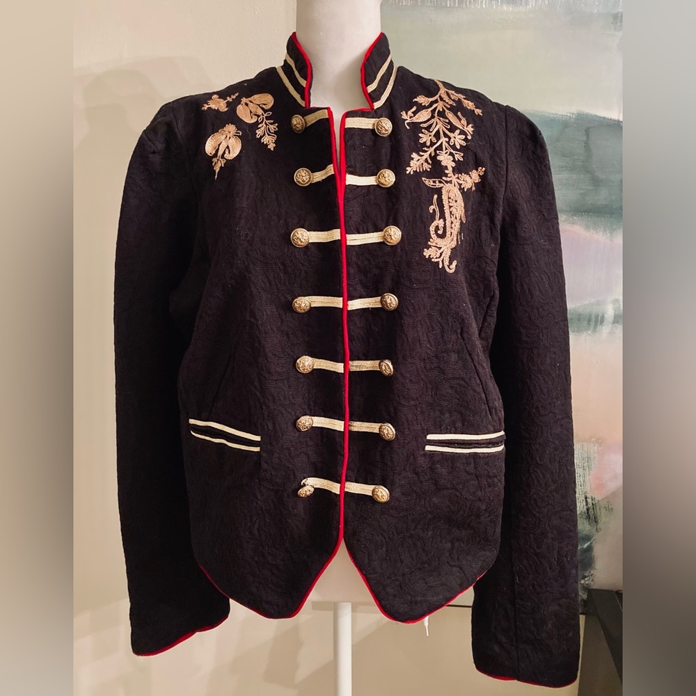 Free People Lauren Embroidered Military/band Jacket